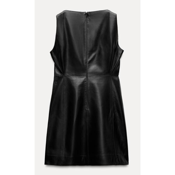 Nwt- Zara- 100% LEATHER SHORT DRESS ZW COLLECTION - Picture 2 of 7